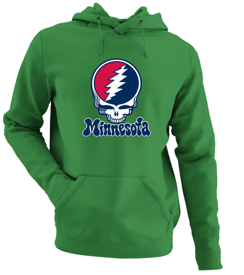 Minnesota Baseball Stealie Grateful Dead Hoodie — Minnesota Twins — Irish Green