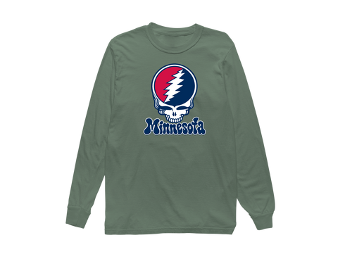 Minnesota Baseball Stealie Grateful Dead Long-Sleeve — Minnesota Twins — Light Green