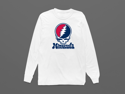 Minnesota Baseball Stealie Grateful Dead Long-Sleeve — Minnesota Twins — White