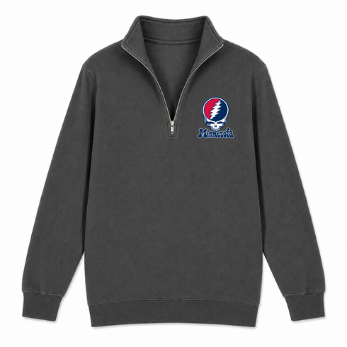 Minnesota Baseball Stealie Grateful Dead Quarter-Zip — Minnesota Twins — Charcoal