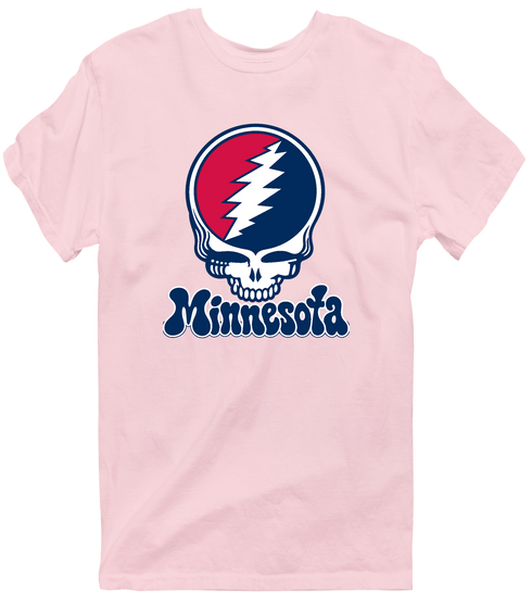 Minnesota Baseball Stealie Grateful Dead T-Shirt — Minnesota Twins — Light Pink