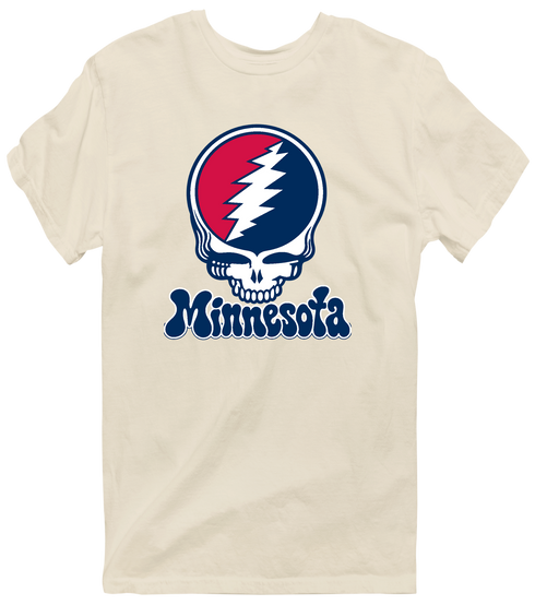 Minnesota Baseball Stealie Grateful Dead T-Shirt — Minnesota Twins — Sand