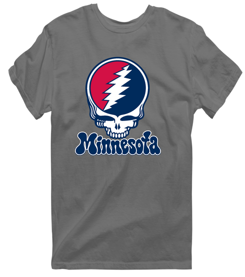 Minnesota Baseball Stealie Grateful Dead T-Shirt — Minnesota Twins — Charcoal