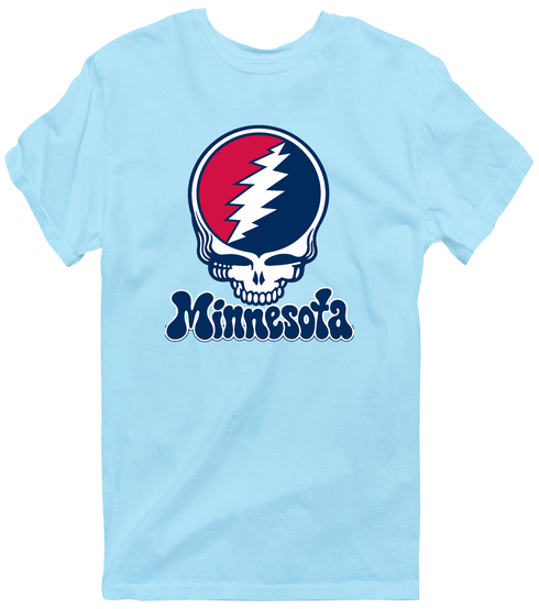 Minnesota Baseball Stealie Grateful Dead T-Shirt — Minnesota Twins — Light Blue