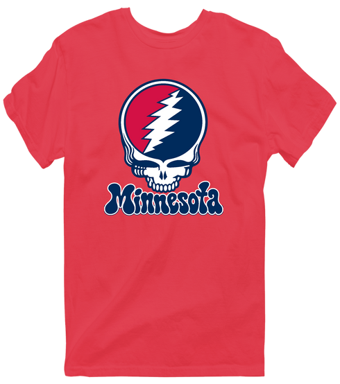 Minnesota Baseball Stealie Grateful Dead T-Shirt — Minnesota Twins — Heather Red