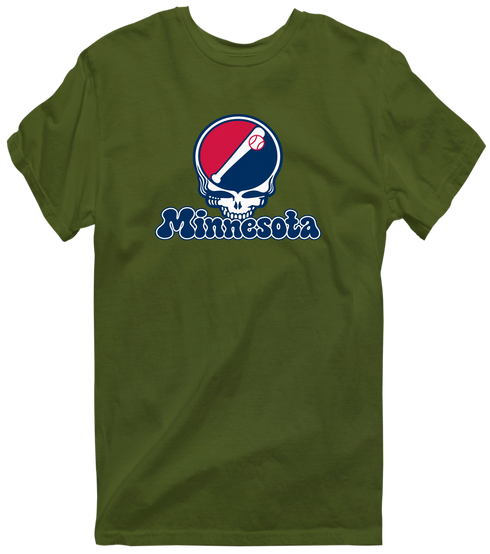 Minnesota Baseball Stealie Grateful Dead T-Shirt — Minnesota Twins — Military Green