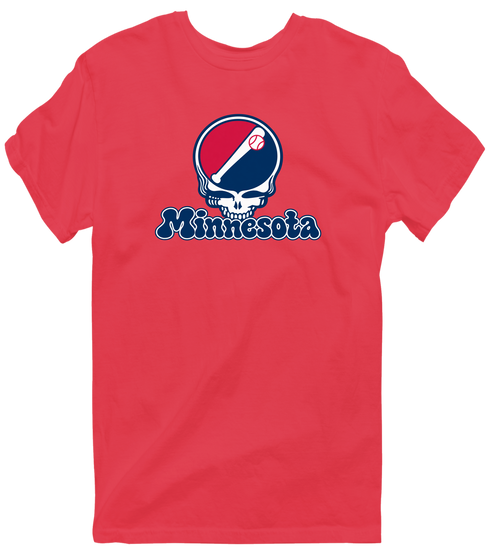 Minnesota Baseball Stealie Grateful Dead T-Shirt — Minnesota Twins — Heather Red