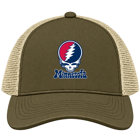 Minnesota Baseball Stealie Grateful Dead Trucker Cap — Minnesota Twins — Moss/Khaki