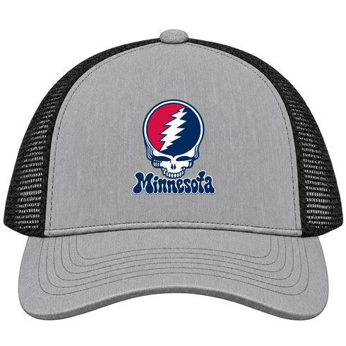 Minnesota Baseball Stealie Grateful Dead Trucker Cap — Minnesota Twins — Heather Grey/Black
