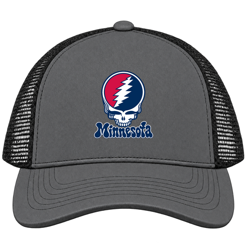 Minnesota Baseball Stealie Grateful Dead Trucker Cap — Minnesota Twins — Charcoal/Black