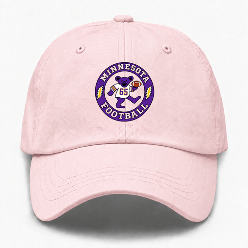 Minnesota Football Dancing Bear Premium Dad Hat — Minnesota Vikings — Pink