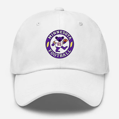 Minnesota Football Dancing Bear Premium Dad Hat — Minnesota Vikings — White