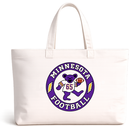 Minnesota Football Dancing Bear Premium Tote Bag — Minnesota Vikings — White