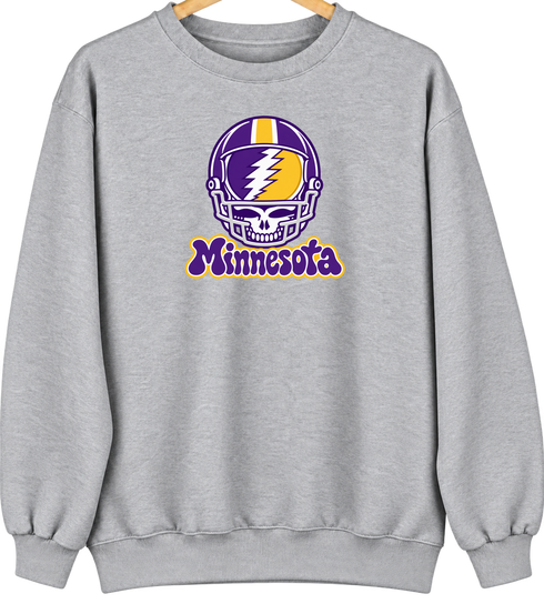 Minnesota Helmet Stealie Premium Unisex Crewneck — Minnesota Vikings — Sport Grey