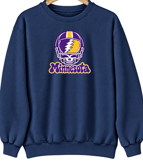 Minnesota Helmet Stealie Premium Unisex Crewneck — Minnesota Vikings — Navy