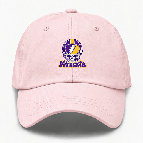Minnesota Helmet Stealie Premium Unisex Dad Hat — Minnesota Vikings — Pink