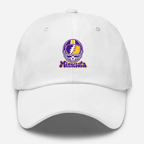 Minnesota Helmet Stealie Premium Unisex Dad Hat — Minnesota Vikings — White