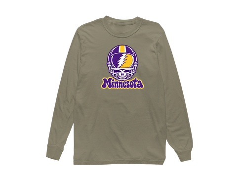 Minnesota Helmet Stealie Premium Unisex Long-Sleeve — Minnesota Vikings — Sandstone
