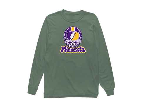 Minnesota Helmet Stealie Premium Unisex Long-Sleeve — Minnesota Vikings — Light Green
