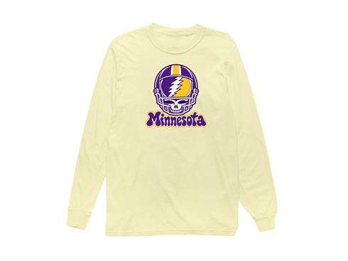 Minnesota Helmet Stealie Premium Unisex Long-Sleeve — Minnesota Vikings — Butter