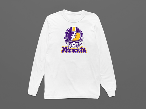 Minnesota Helmet Stealie Premium Unisex Long-Sleeve — Minnesota Vikings — White