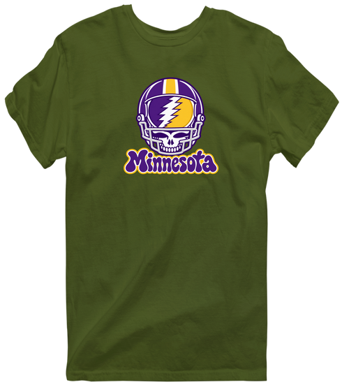 Minnesota Helmet Stealie Premium Unisex T-Shirt — Minnesota Vikings — Military Green