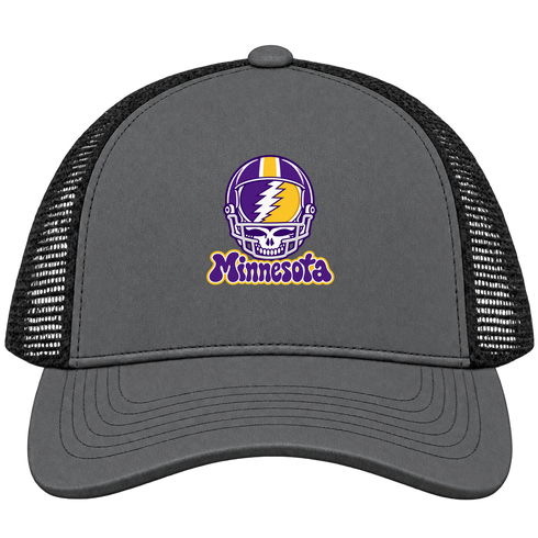 Minnesota Helmet Stealie Premium Unisex Trucker Cap — Minnesota Vikings — Charcoal/Black