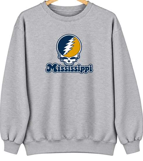 Mississippi Stealie Premium Unisex Crewneck — Design: Mississippi College — Sport Grey