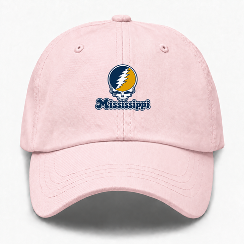 Mississippi Stealie Premium Unisex Dad Hat — Design: Mississippi College — Pink