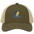 Mississippi Stealie Premium Unisex Trucker Cap — Design: Mississippi College — Moss/Khaki
