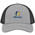 Mississippi Stealie Premium Unisex Trucker Cap — Design: Mississippi College — Heather Grey/Black