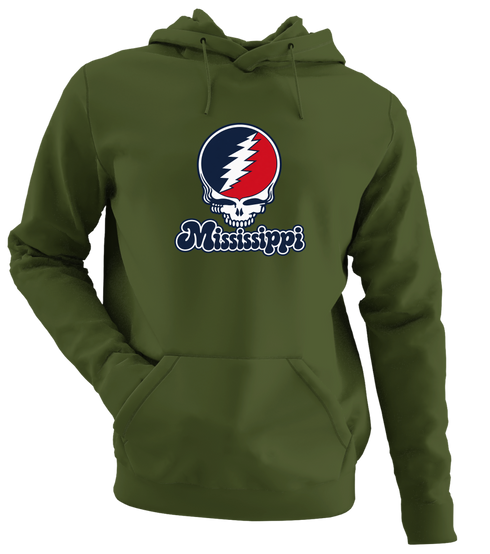 Mississippi Stealie Premium Unisex Hoodie — Design: Mississippi University of — Military Green