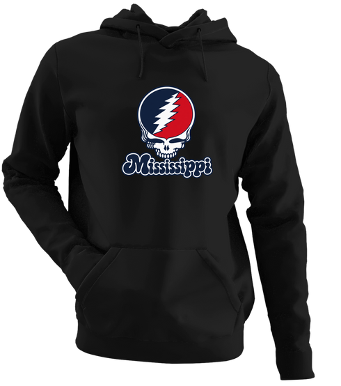 Mississippi Stealie Premium Unisex Hoodie — Design: Mississippi University of — Black