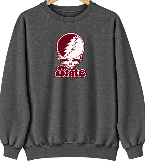 Mississippi State Stealie Premium Unisex Crewneck — Design: Mississippi State University — Dark Heather