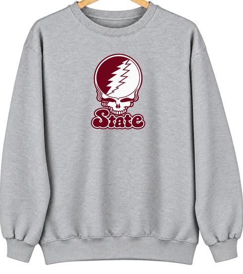 Mississippi State Stealie Premium Unisex Crewneck — Design: Mississippi State University — Sport Grey