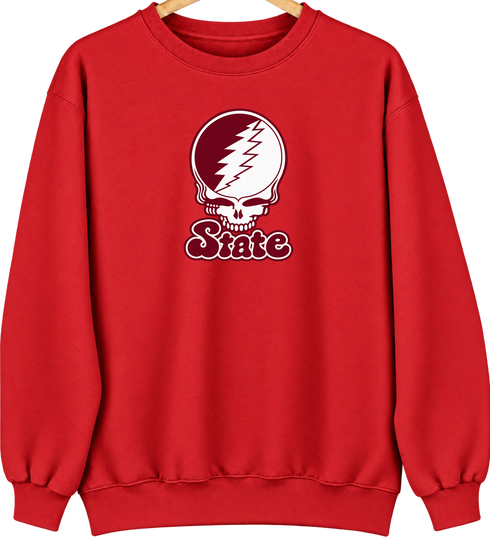 Mississippi State Stealie Premium Unisex Crewneck — Design: Mississippi State University — Red
