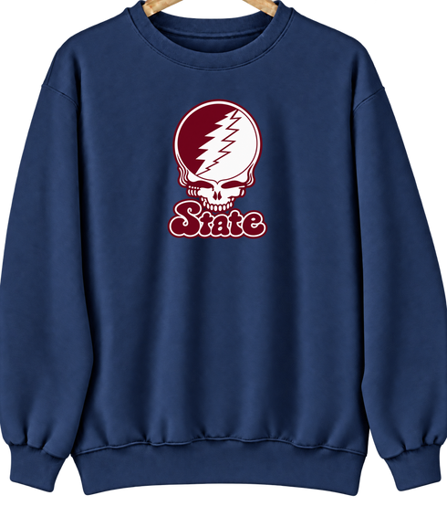 Mississippi State Stealie Premium Unisex Crewneck — Design: Mississippi State University — Navy