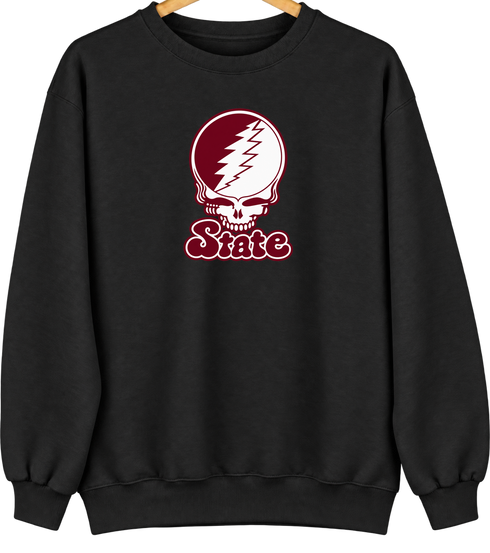 Mississippi State Stealie Premium Unisex Crewneck — Design: Mississippi State University — Black