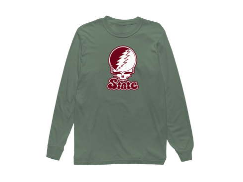 Mississippi State Stealie Premium Unisex Long-Sleeve — Design: Mississippi State University — Light Green