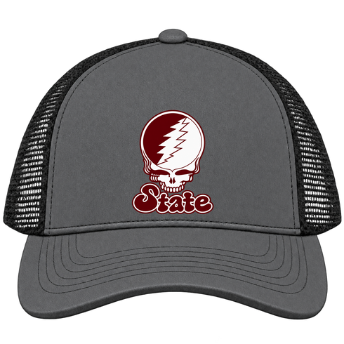 Missouri Stealie Premium Unisex Trucker Cap — Design: Missouri State University — Charcoal/Black