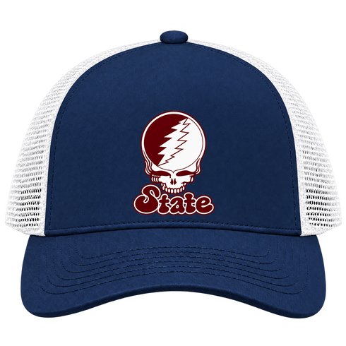 Missouri Stealie Premium Unisex Trucker Cap — Design: Missouri State University — Navy/White