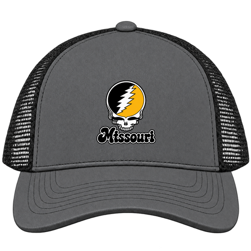 Missouri Stealie Premium Unisex Trucker Cap — Design: Missouri University of — Charcoal/Black