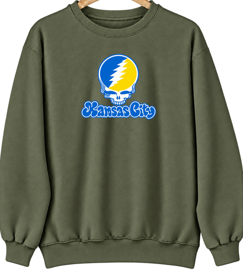 Kansas City Stealie Premium Unisex Crewneck — Design: Missouri-Kansas City University of — Military Green