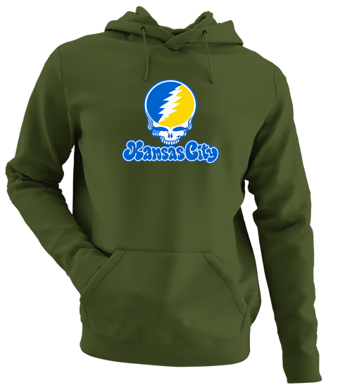 Kansas City Stealie Premium Unisex Hoodie — Design: Missouri-Kansas City University of — Military Green
