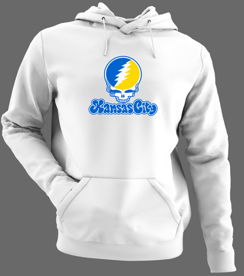 Kansas City Stealie Premium Unisex Hoodie — Design: Missouri-Kansas City University of — White/Grey