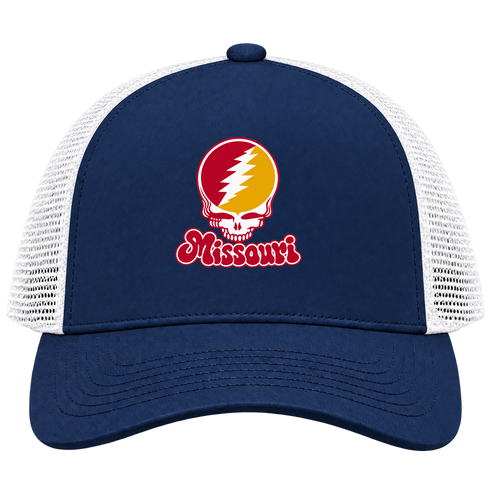 Missouri Stealie Premium Unisex Trucker Cap — Design: Missouri-St. Louis University of — Navy/White