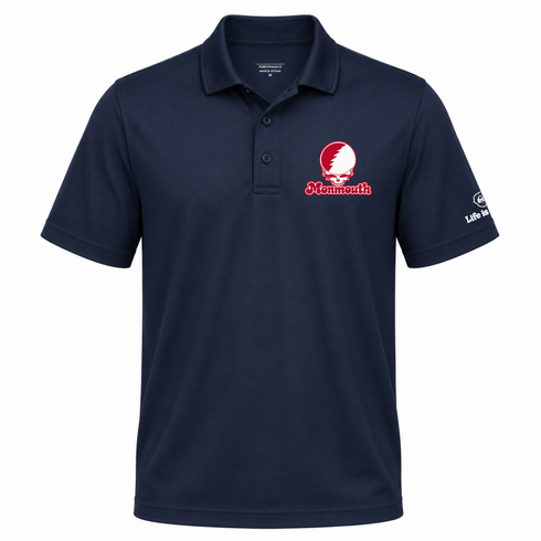 Monmouth Stealie Premium Unisex Polo — Design: Monmouth College — Navy