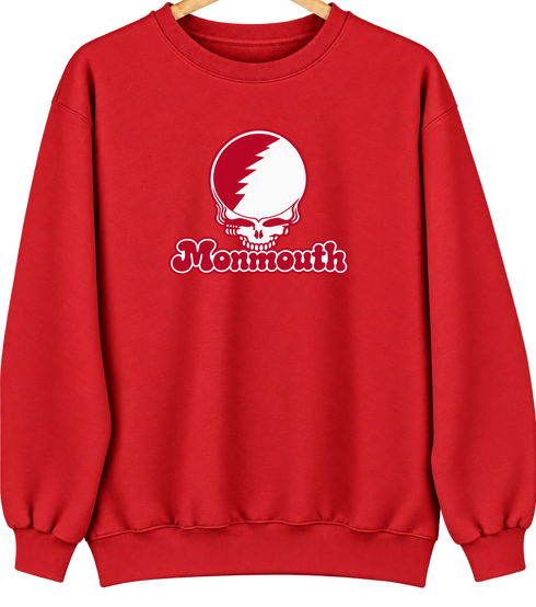 Monmouth Stealie Premium Unisex Crewneck — Design: Monmouth College — Red