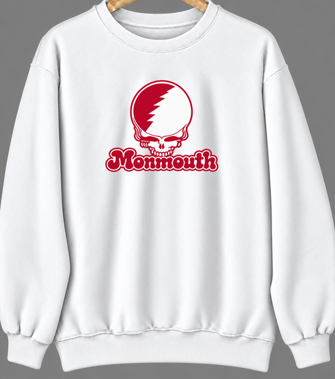 Monmouth Stealie Premium Unisex Crewneck — Design: Monmouth College — White