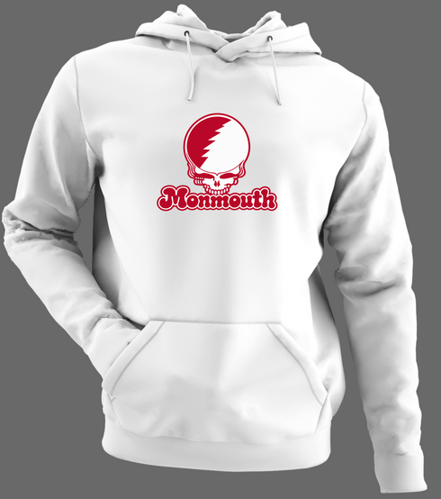 Monmouth Stealie Premium Unisex Hoodie — Design: Monmouth College — White/Grey